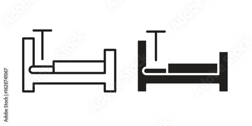 Hospital bed icon. Sign design in outline and flat style for web