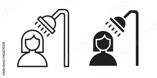 Hair washing icon. Sign design in outline and flat style for web