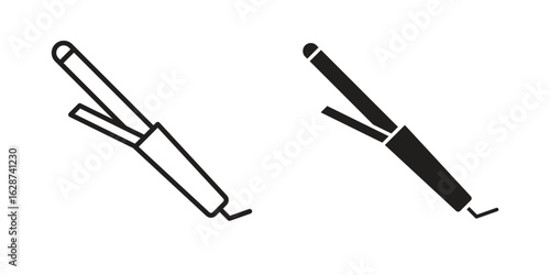 Hair curler icon. Sign design in outline and flat style for web