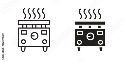 Electric hot plate icon. Sign design in outline and flat style for web