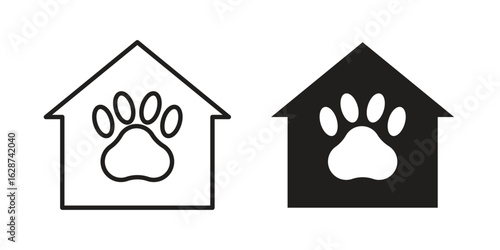 Dog Shelter icon. Sign design in outline and flat style for web