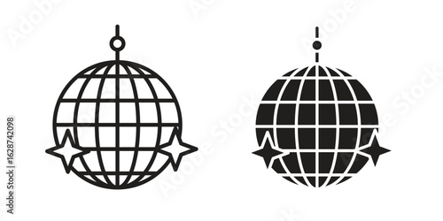 Disco ball icon. Sign design in outline and flat style for web