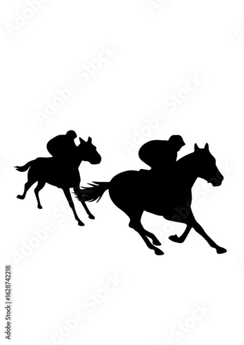Silhouette of Horse Jockeys Racing