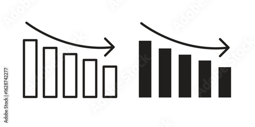 Decrease icon. Sign design in outline and flat style for web