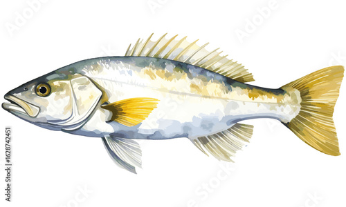 Watercolor Illustration of Atlantic Cod Fish on transparent background