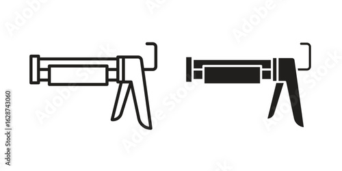 Caulk gun icon. Sign design in outline and flat style for web