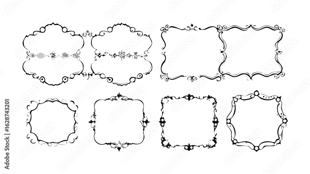 Fototapeta premium Decorative frames borders vector graphic design ornament shapes collection set
