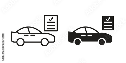 Car repair check list icon. Sign design in outline and flat style for web