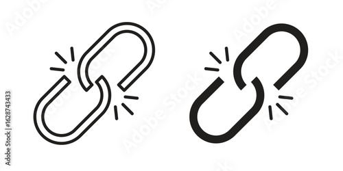 Broken link icon. Sign design in outline and flat style for web