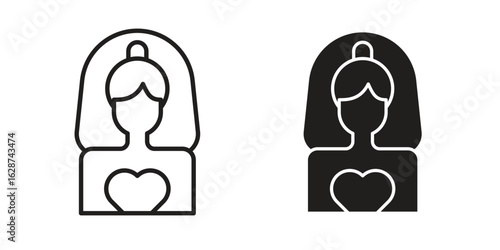 Bride icon. Sign design in outline and flat style for web