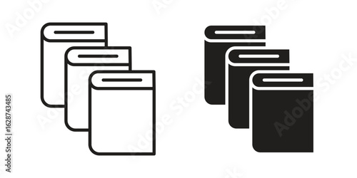 Books icon. Sign design in outline and flat style for web