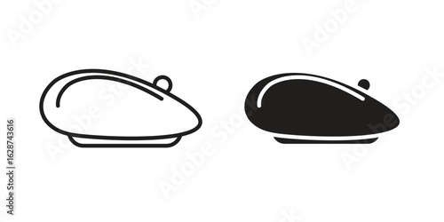 Beret icon. Sign design in outline and flat style for web