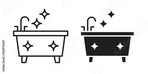 Bathtub cleaning icon. Sign design in outline and flat style for web