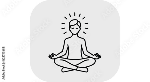 Meditating person with radiating light, mindfulness and inner peace, spiritual practice for wellness and relaxation