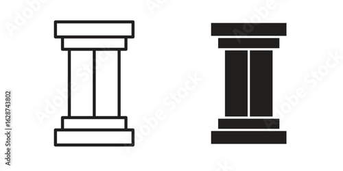 Antique Column icon. Sign design in outline and flat style for web