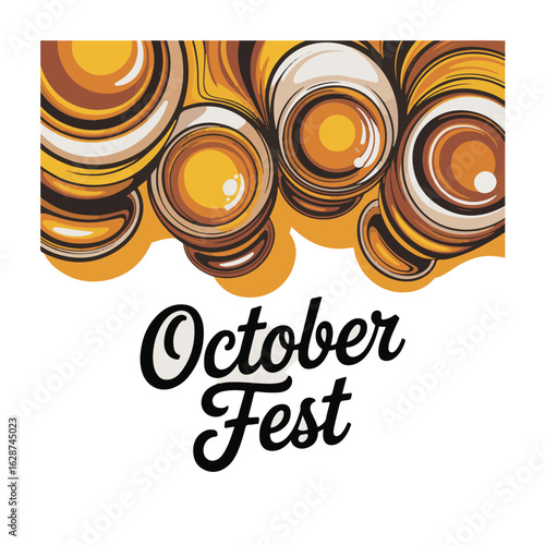 October Fest with abstract beer foam pattern on white background Keywords: October Fest, Oktoberfest, beer, ale