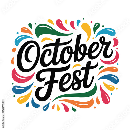 October Fest with colorful abstract splashes and dots vector illustration