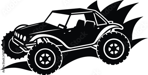 Silhouette of Dune Buggy Racing on Desert Track