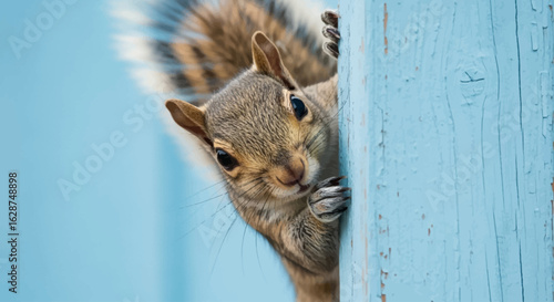 A shy furry squirrel funny close up expression