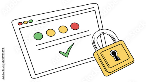 secure browser window with padlock ssl certificate https website security illustration design and isolated on white background.