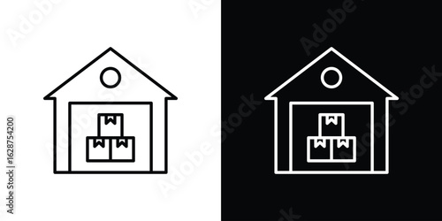 Warehouse icon for app. Thin line signs.