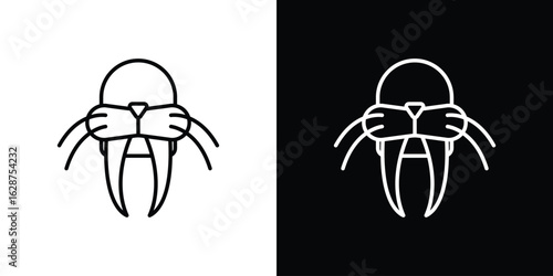 Walrus icon for app. Thin line signs.