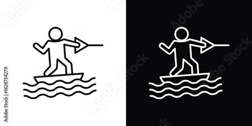 Wakeboarding icon for app. Thin line signs.