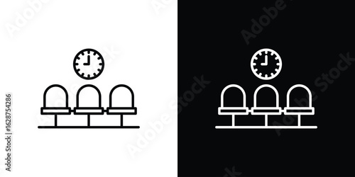 Waiting Room icon for app. Thin line signs.