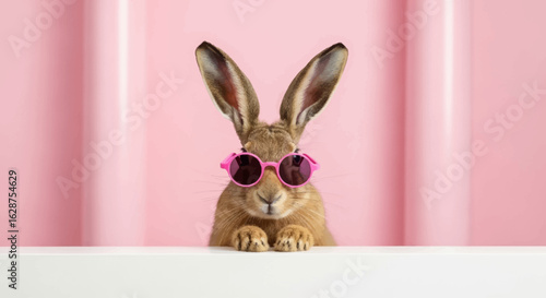 cute stylish rabbit posing with sunglass