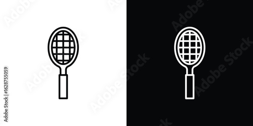 Tennis racket icon for app. Thin line signs.