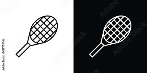 Tennis racket icon for app. Thin line signs.