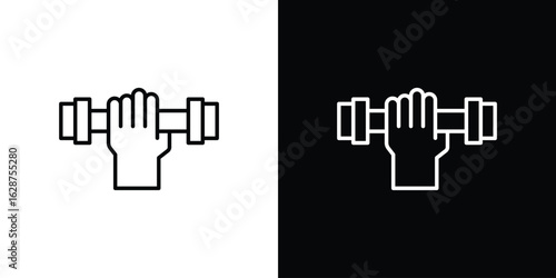 Strength training icon for app. Thin line signs.