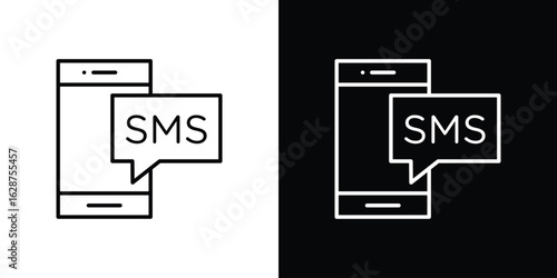 SMS icon for app. Thin line signs.