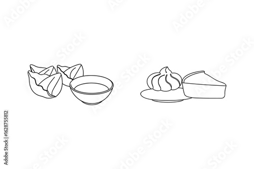 Dumplings and pastry food dipping sauce