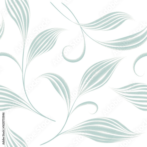 Seamless pattern with flourish leaves. Floral summer nature decorative texture. Vector flourish artistic illustration in retro graphic style