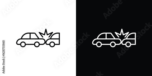 Rear end collision icon for app. Thin line signs.