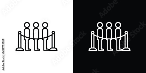 Queue icon for app. Thin line signs.