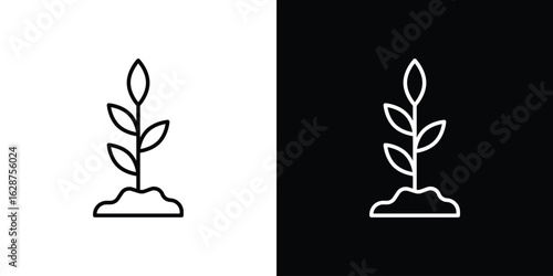 Plant icon for app. Thin line signs.