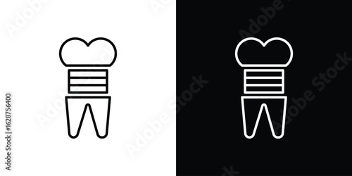 Molar crown icon for app. Thin line signs.