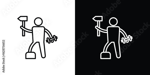 Lumberjack icon for app. Thin line signs.