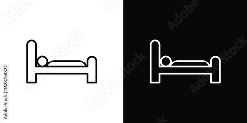 Laying in bed icon for app. Thin line signs.