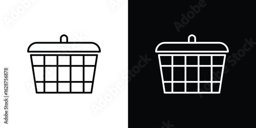 Laundry basket icon for app. Thin line signs.