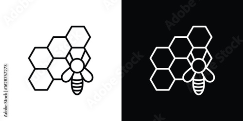 Honeycomb icon for app. Thin line signs.