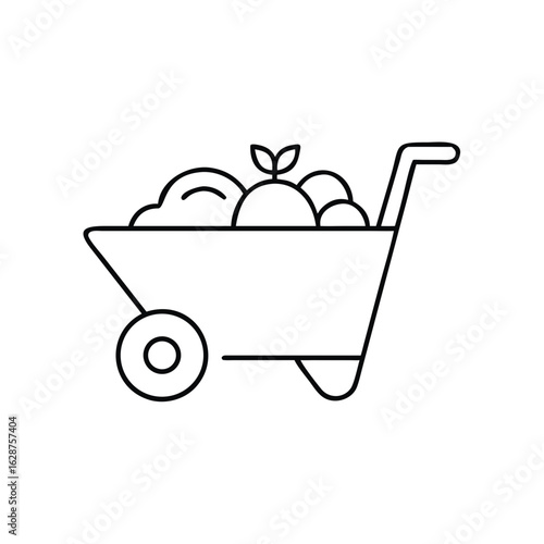 Wheelbarrow filled with fresh produce in a simple design