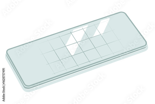 Microscope slide illustration depicting a clear glass surface for specimen observation