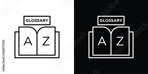 Glossary icon for app. Thin line signs.