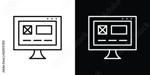 Front end icon for app. Thin line signs.