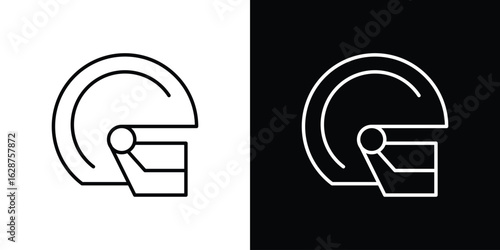 Football helmet icon for app. Thin line signs.