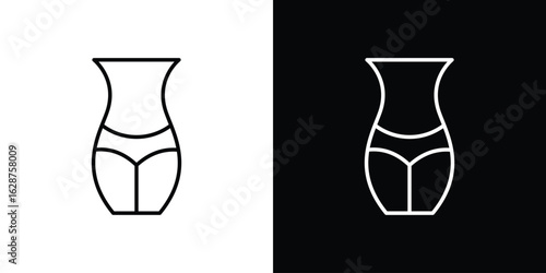 Female hips and waist icon for app. Thin line signs.