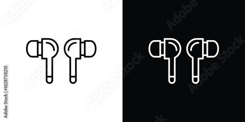 Earbuds icon for app. Thin line signs.
